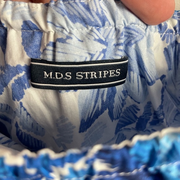 M.D.S. Stripes One Shoulder Floral Top Size 2 Blue Cotton Mark D Sykes - Picture 3 of 4